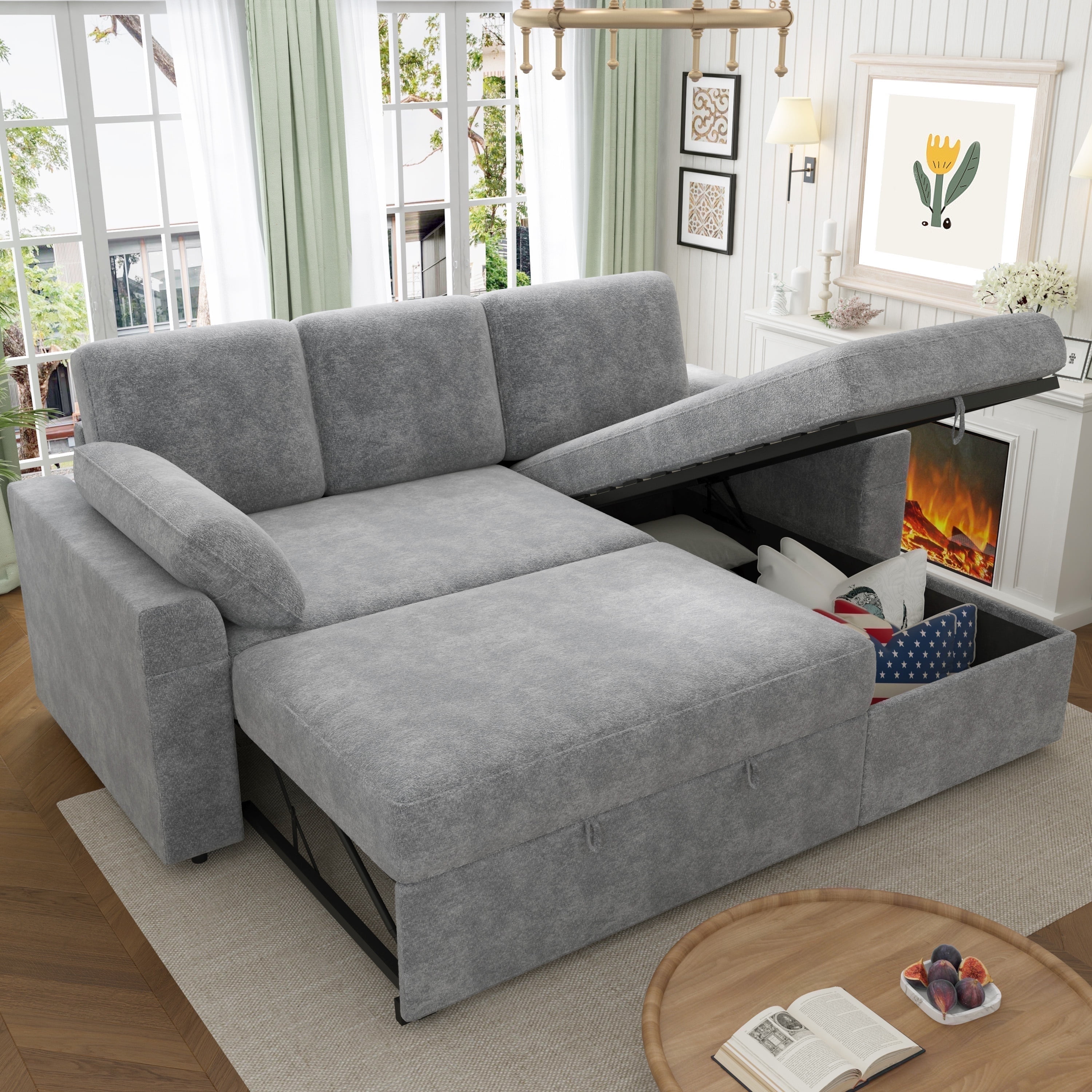 VANACC Sofa Bed, Adult Sleeper Sofa with Storage Chaise VANACC Sofa Bed, Adult Sleeper Sofa with Storage Chaise