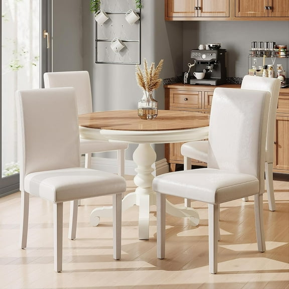 VANACC Velvet Upholstered Side Chair, Set of 4, Full Tufting with Curved back & Wooden legs, Modern Minimalist Design, Living room, Bedroom, Beige