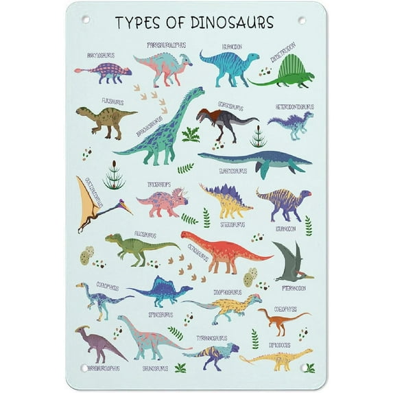 VANANC Dinosaur Wall Art Decor for Boys Nursery Kids Room Preschool 12" x 8" Poster
