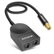 VANAUX Digital Optical Audio Splitter 1x2 Toslink Fiber Optic 1 In 2 Out, Compatible with Home Theater, TV