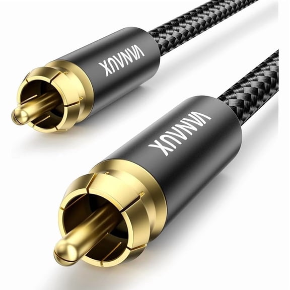 VANAUX Subwoofer Cable Digital Audio Coaxial Cable [24K Gold Plated Connectors] S/PDIF RCA to RCA Cable for Home Theater, Soundbar, Projector, Gaming Console, Amplifier, Speaker (20feet/6m)