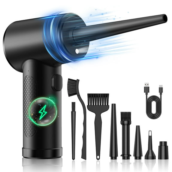 VANBAR Compressed Air Duster,Electric Air Duster with LED,110000RPM, 7600mAh,Rechargeable Cordless Air Blower for Computers Keyboard Cleaner,Black