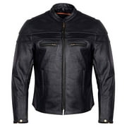 VANCE LEATHERS USA Adult Male Racer Jacket with Zippered Vents, Color: Black, Size: XL (VL531-XL)