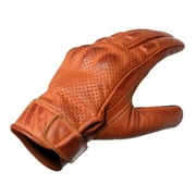VANCE LEATHERS USA Men's Premium Waxed Austin Brown Leather Perforated Motorcycle Gloves, Size: XL (VL412BR-XL)