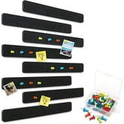 VANCORE Bulletin Board Strips, 8 Pack Self-Adhesive Cork Board Felt Pin Board Strips with 40 Pushpins for Paste Notes, Photos, Offices, Wall