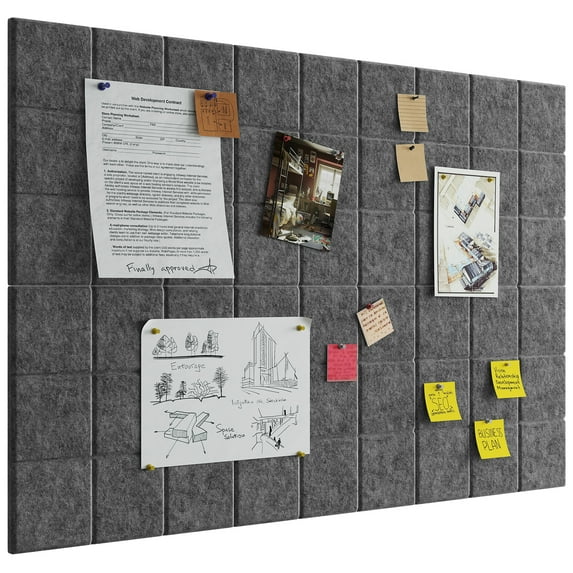 VANCORE Cork Board Felt Board Tiles – 11.8"x11.8" Pin Boards for Wall, Bulletin Boards for Home Office Kitchen, Pack of 6 with 30 Push Pins