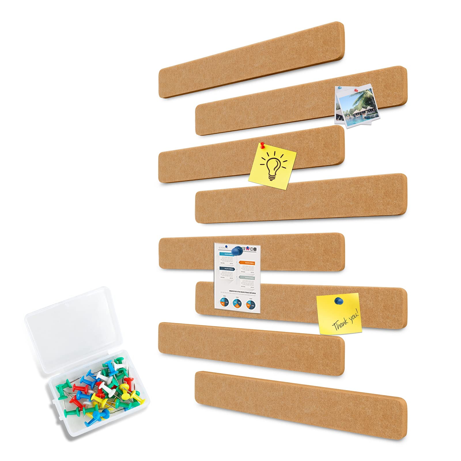 VANCORE Felt Pin Bulletin Board Strips, 8 Pack Self-Adhesive Cork Board ...