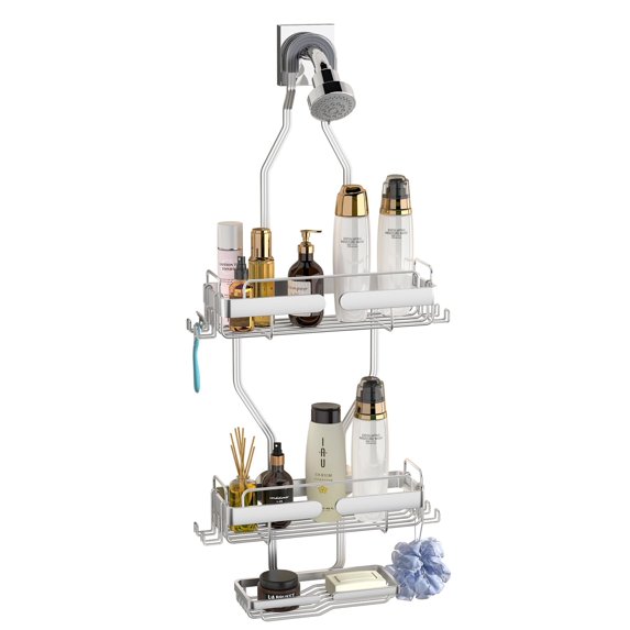 VANCORE Hanging Shower Caddy, Rustproof Shower Shelf Racks over Shower Head with Hooks