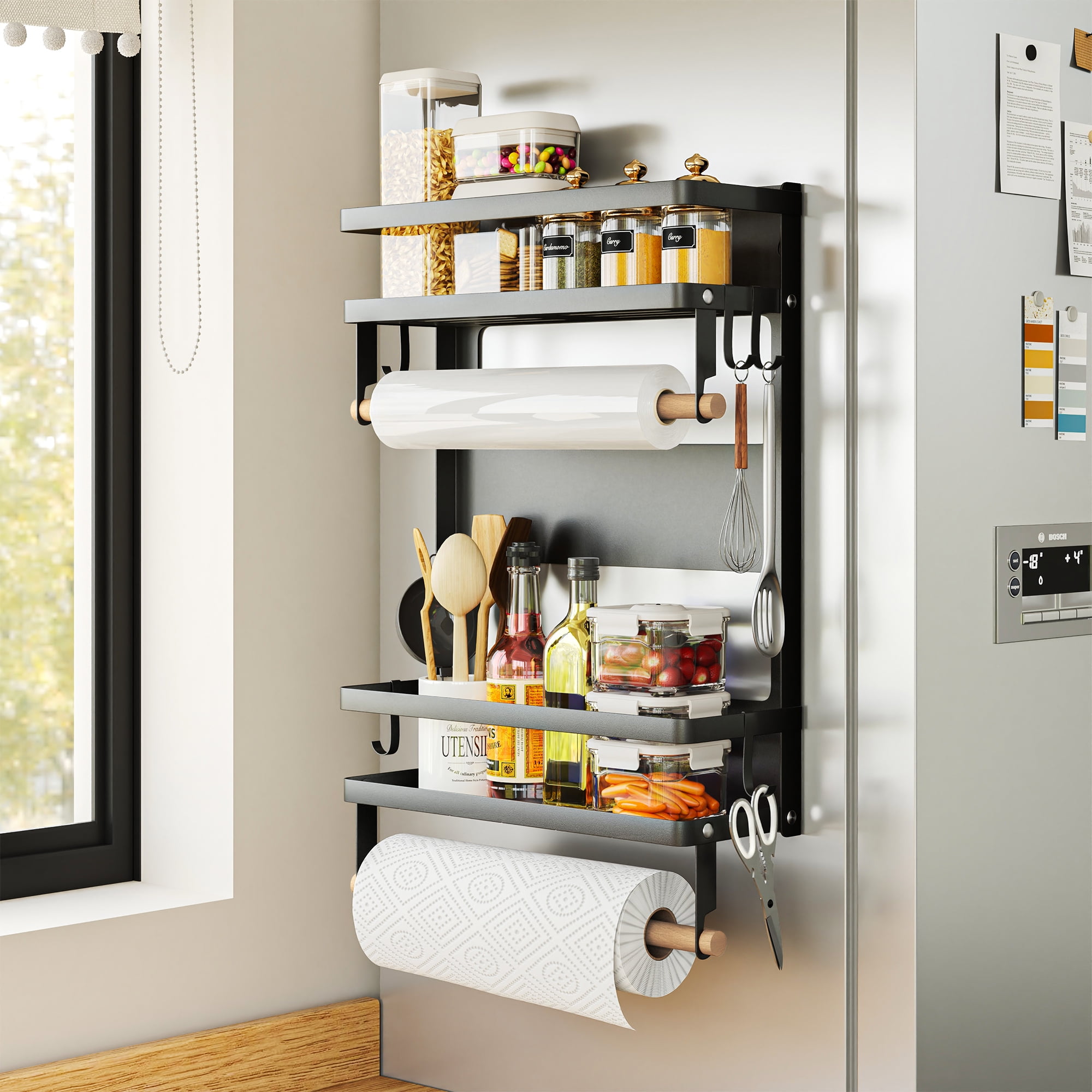 Paper Towel Wall Mounted Magnetic Spice Rack Household Essentials