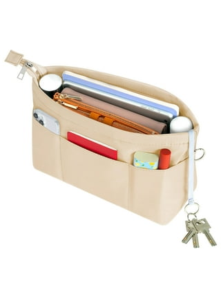 Vercord Premium Nylon Purse Organizer Tote Handbag Insert Organizers Bag in  Bag Zipper 13 Pockets Beige Small