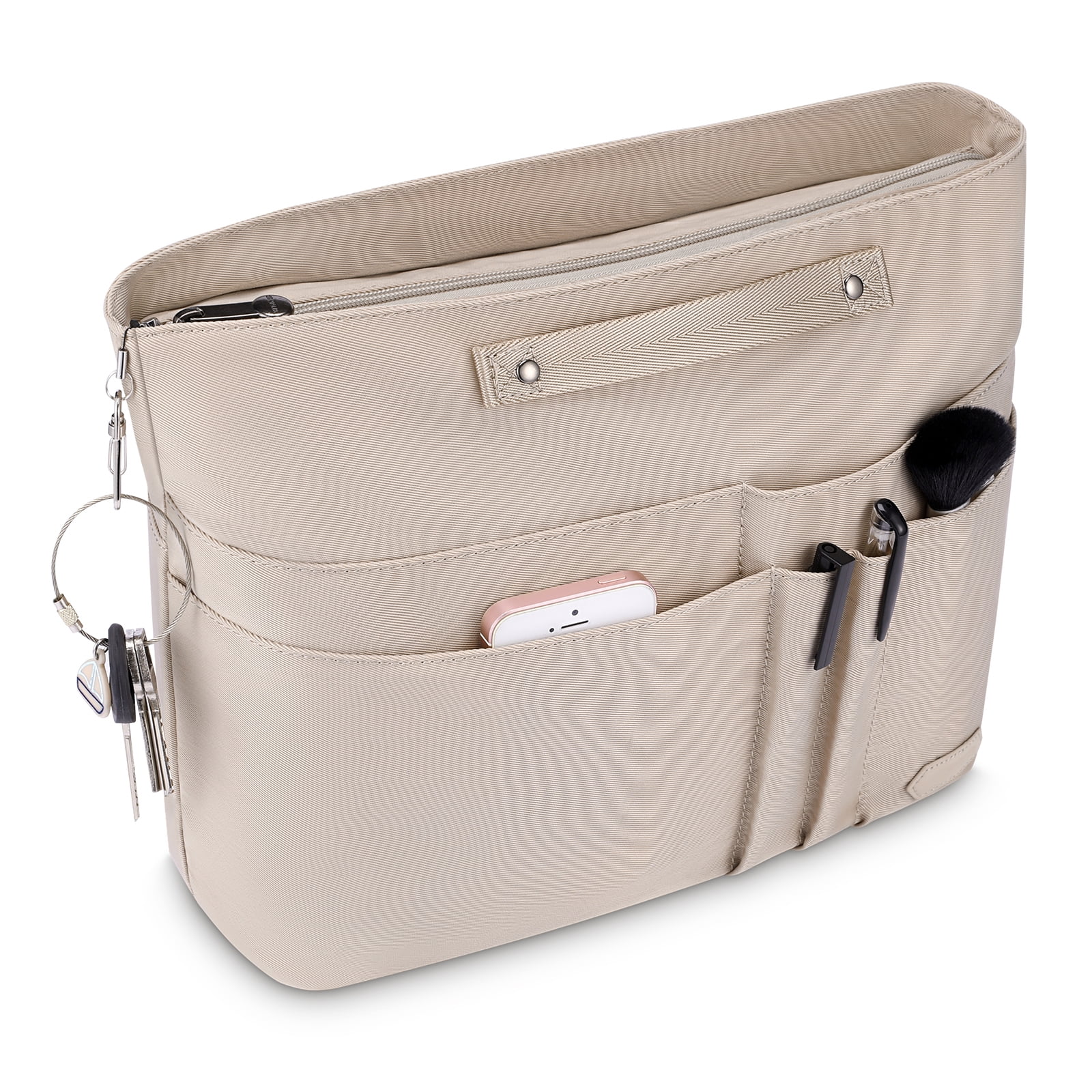 VANCORE Purse Organizer Insert with Zipped Top for Women Handbag Organizer Shaper Liner with 15 Pockets