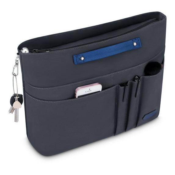 VANCORE Purse Organizer Insert with Zipped Top for Women, Handbag Organizer Shaper Liner with 15 Pockets
