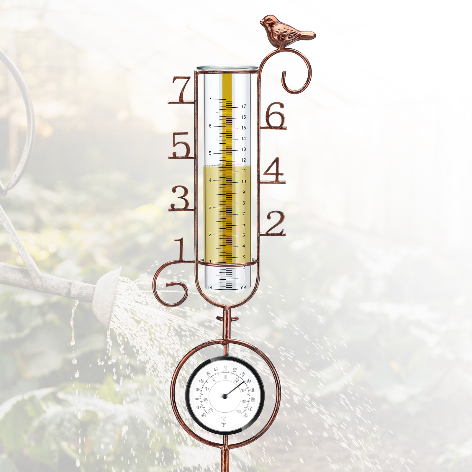 Evergreen Enterprises LED Solar Rain Gauge Garden Stake