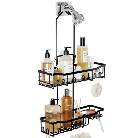 VANCORE Shower Caddy over Shower Head – Adjustable Hanging Organizer with Hooks for Shampoo, Soap, and Razor Holder