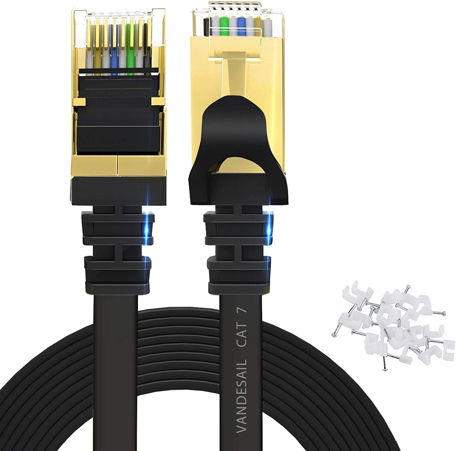 Cat7 Router Rj 45 VANDESAIL Cat7 15ft Internet Cord, 2 Pack High-Speed Ethernet Cable ...
