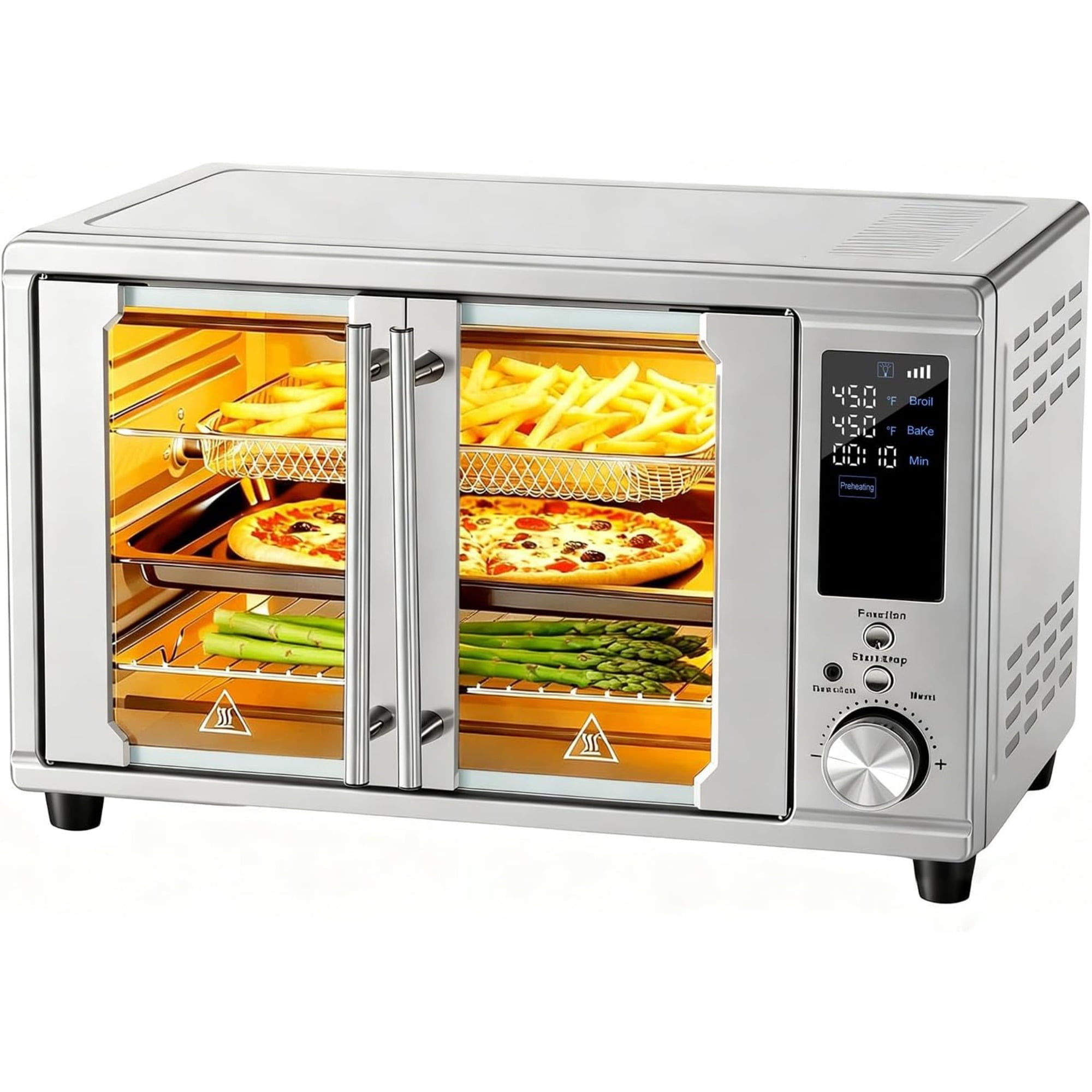 VANECL French Door Air Fryer Toaster Oven Combo, 29.6QT Extra Large Countertop Convection Oven, 12 Cooking Presets, Stainless Steel