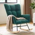 thumbnail image 1 of VANECL Nursery Rocking Chair Teddy Upholstered, Glider Rocker Rocking Accent Chair Padded Sea with High Backrest Armchair Comfy Side Chair for Living Room Bedroom, Green, 1 of 1