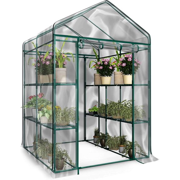 VANECL Walk in Greenhouse with 8 Sturdy Shelves, Portable Indoor Outdoor Greenhouse with PVC Cover, 56 x 56 x 76 Inch Green House for Backyard Patio Deck Gardening