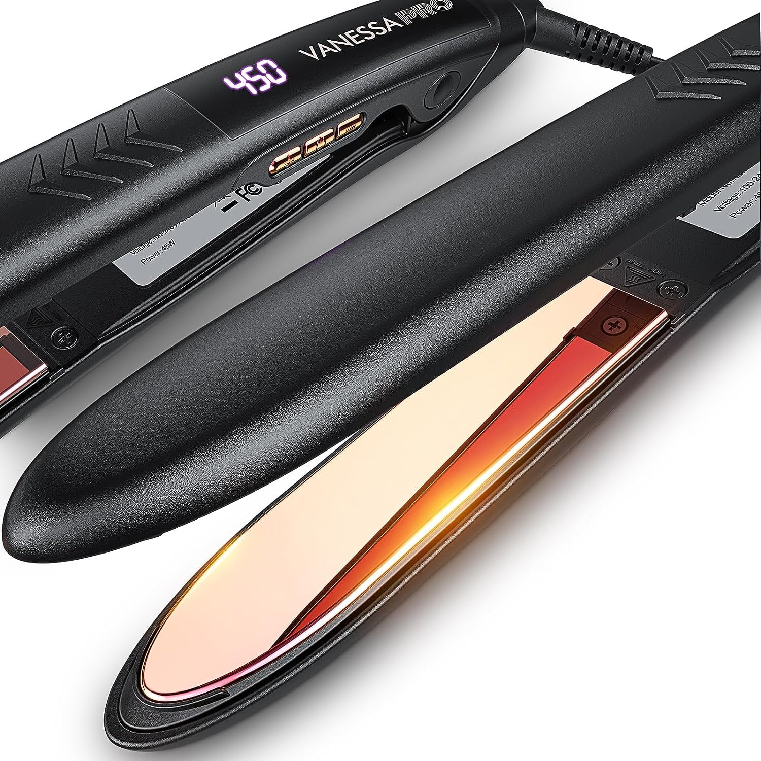 VANESSA Flat Iron Hair Straightener and Curler, Titanium Hair Straightener Flat Iron, Titanium Flat Iron Dual Voltage