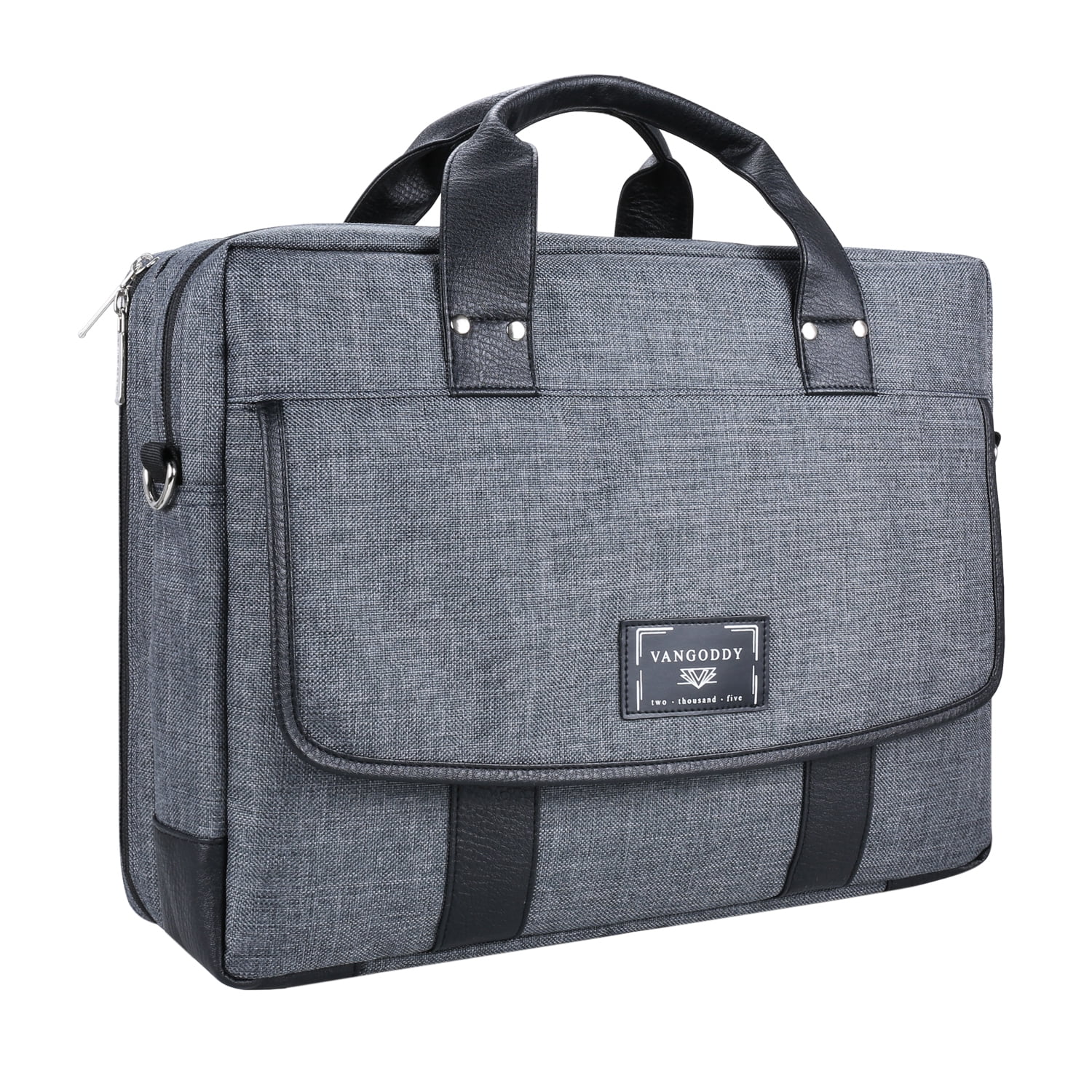 VANGODDY 17 Inch Laptop Messenger Bag, Padded Business Briefcase with Shoulder Strap, Travel Luggage Strap, Gray