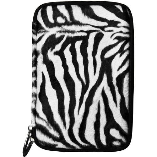 VANGODDY Protective Hard Cube Faux Zebra Fur Carrying Case for Tablets / eReaders up to 7.5 x 4.75 (8", 8.5" screensize)