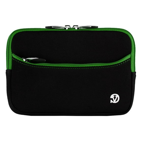VANGODDY Universal Protective Neoprene Sleeve for 6, 7 inch Tablet Devices, Black with Green Trim