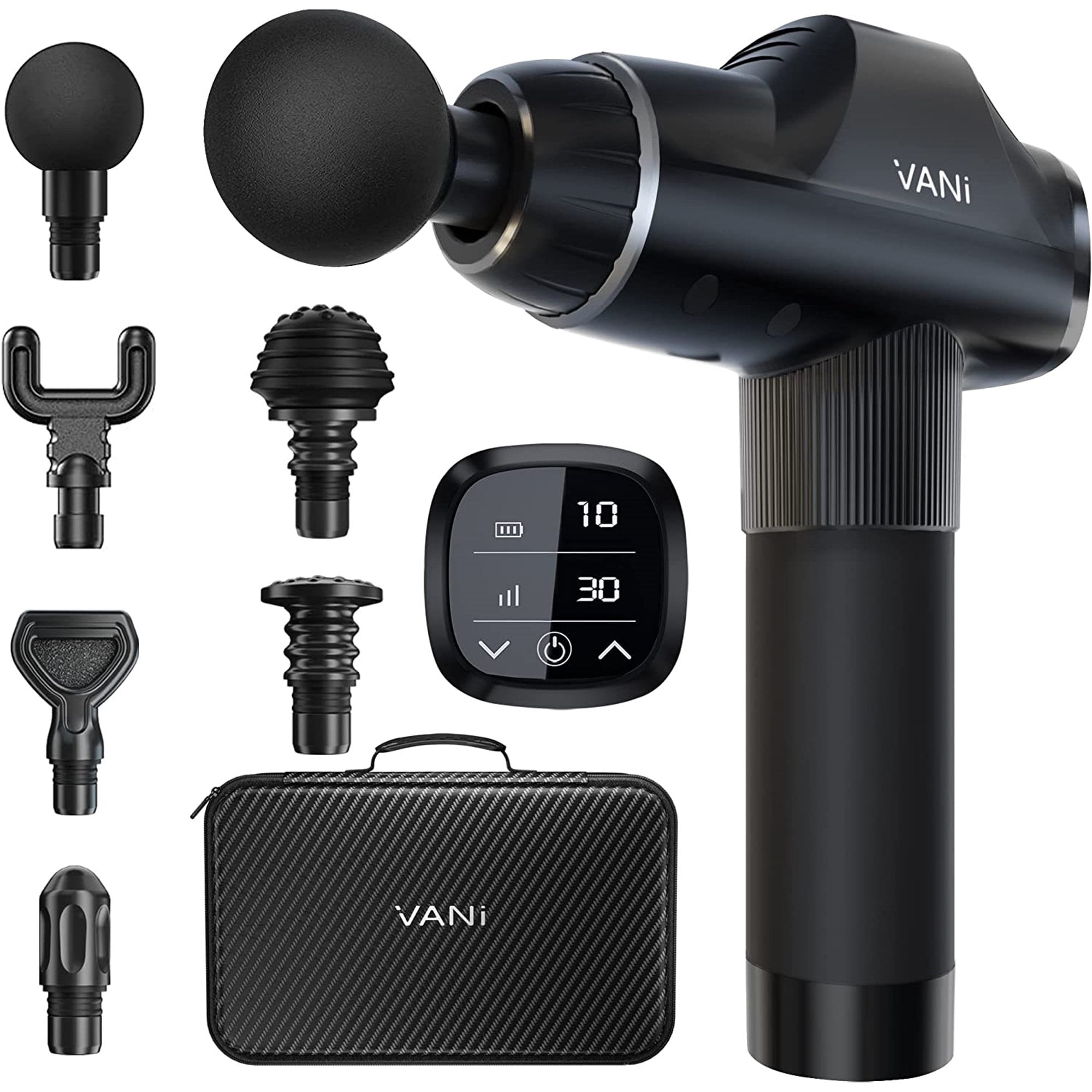 VANI Massage Gun, Deep Tissue Percussion Massager Gun, Muscle Massager with 30 Speeds and 6 Heads, Handheld Electric Massager for Professional Athletes Home Gym Workout Recovery Pain Relief