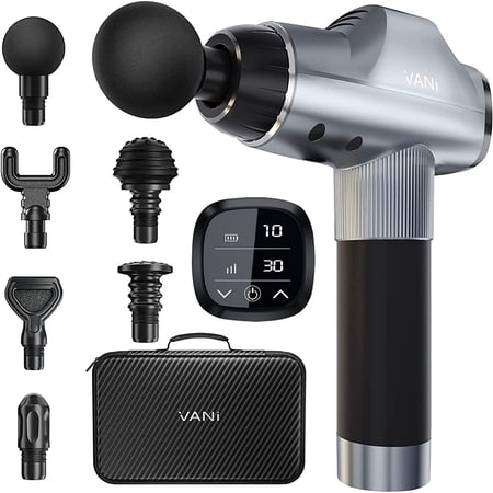 VANI Massage Gun, Deep Tissue Percussion Massager Gun, Muscle Massager with 30 Speeds and 6 Heads, Handheld Electric Massager for Professional Athletes Home Gym Workout Recovery Pain Relief