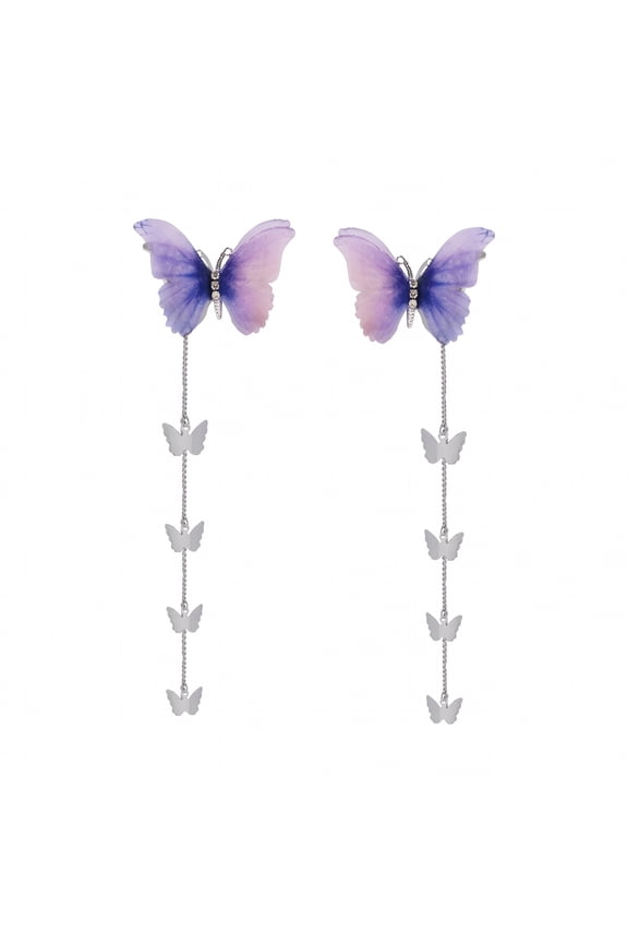 1 Pair Tassel Side Hair Clamps 3D Butterflies Hair Clips Hair Accessories