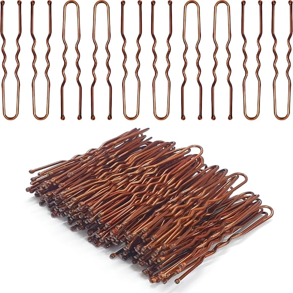 VANIDO 100 PCS U Shaped Hair Pins Brown 2 Inch Bobby Pins for Buns Steel Hair Accessories