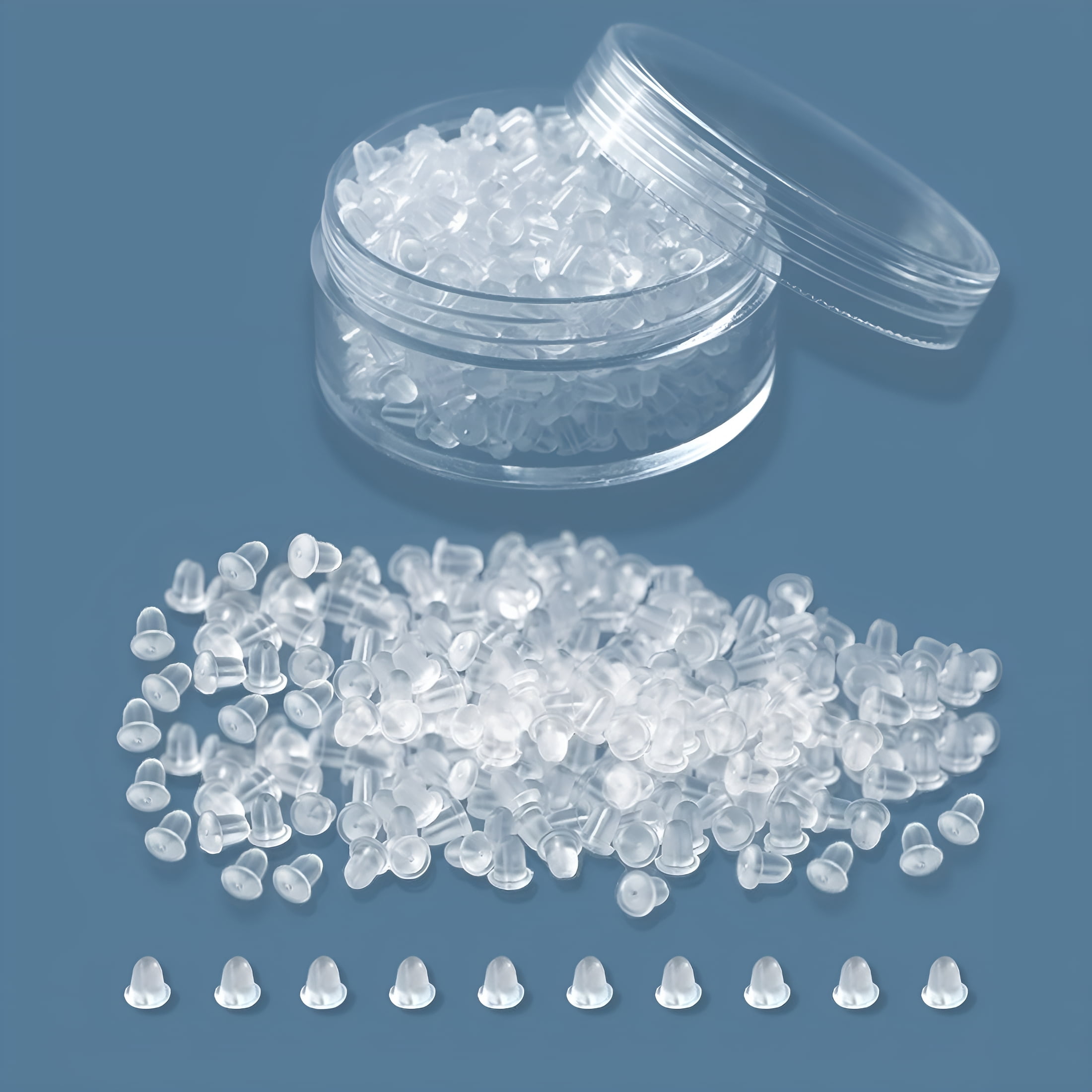 VANIDO 100-Pack Clear Silicone Earring Backs for Studs - Hypoallergenic ...