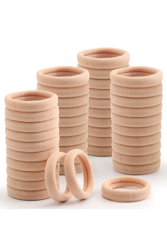 100 Pcs Thick Seamless Tan Hair Ties, Ponytail Holders Hair Accessories No Damage for Thick Hair (Light Blonde Colors)