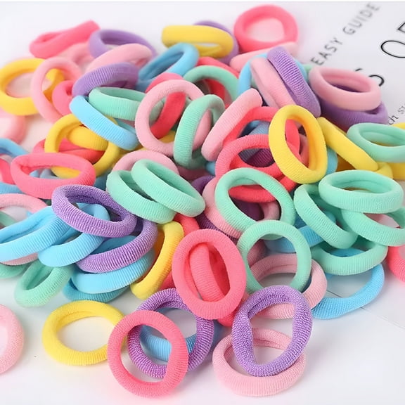 VANIDO 100PCS Small Hair Ties, Seamless Elastic Ponytail Holders, Baby Elastics Hair Bands, Cotton Toddler Hair Ties for Girls and Kids (Multicolor)