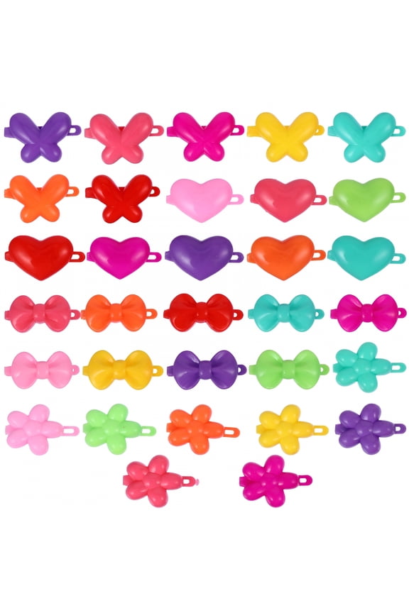 100Pcs Cartoon Hair Clips, Cute Girls Hairpin, Plastic Mini Hair Bows for Toddlers Daily Wear