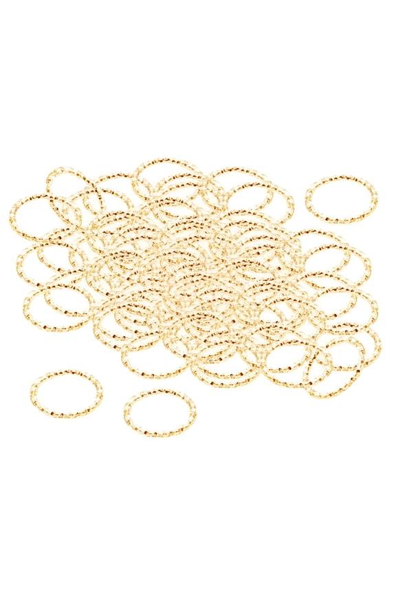 100X Flexible Metal Hair Rings Cuffs Hair Braided Loop Clips Beads - Golden, 15Mm