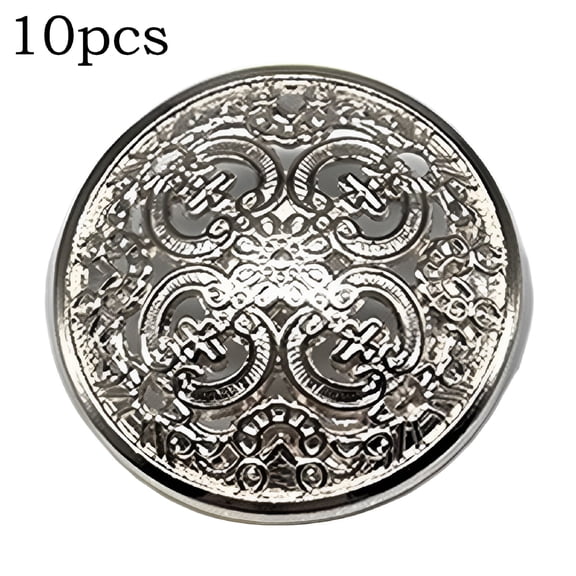 VANIDO 10Pcs Round Metal Buttons Hollow Carved Sewing for Jacket Suits Sweaters Crafts Silver 20mm