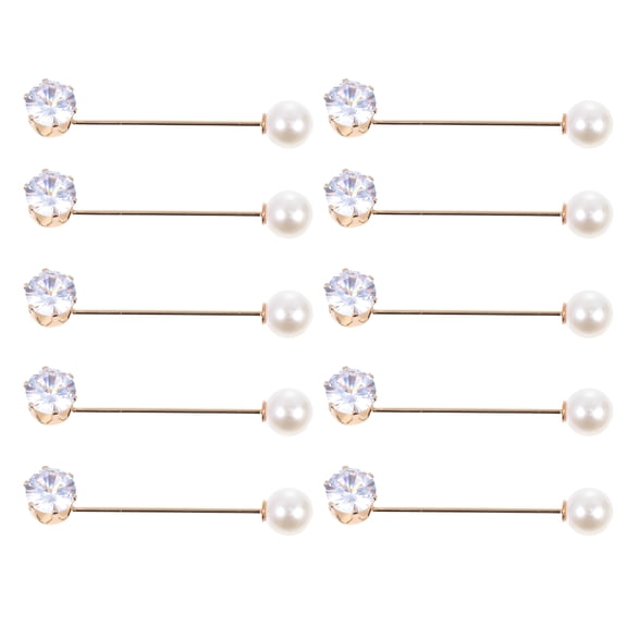 VANIDO 10pcs Pearl Rhinestone Safety Pins for Clothing Accessories