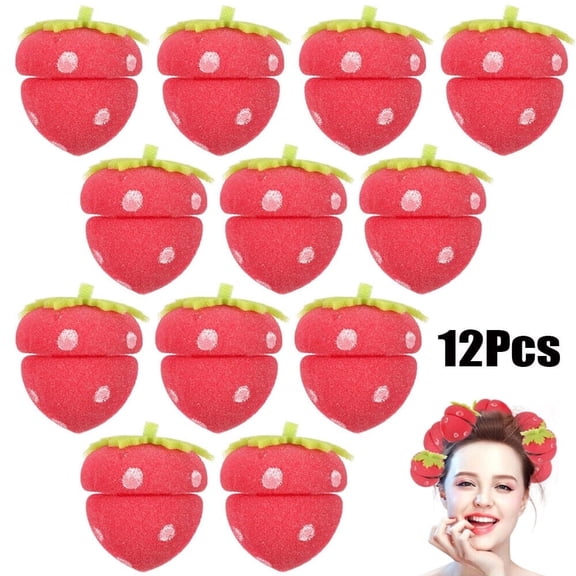 TUWAFE 12 PCS Strawberry Hair Curl Sponge Styling Tool Curler Curlers No Heat Women's