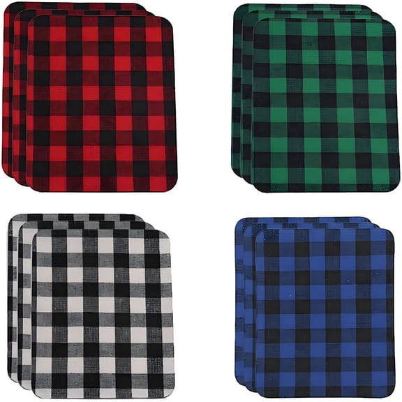 VANIDO 12 Pcs Plaid Cloth Patches Iron On Patches For Plaid Shirt Plaid Skirt Shoes Clothing Hole Repairing And Decoration Jeans Repair Decor