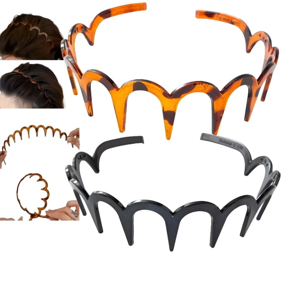 VANIDO 2 PCS U Shape Fashion Tooth Hair Comb Headband, High Cranium Head Bands for Women, Reversible Zig Zag Headbands with Teeth, Wavy Hair Hoops for Styling Accessories
