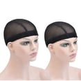 thumbnail image 1 of VANIDO 2 Pcs Black Spandex Mesh Dome Wig Cap Elastic Crochet Braid Wig Caps for Making Wig (Black L), 1 of 4