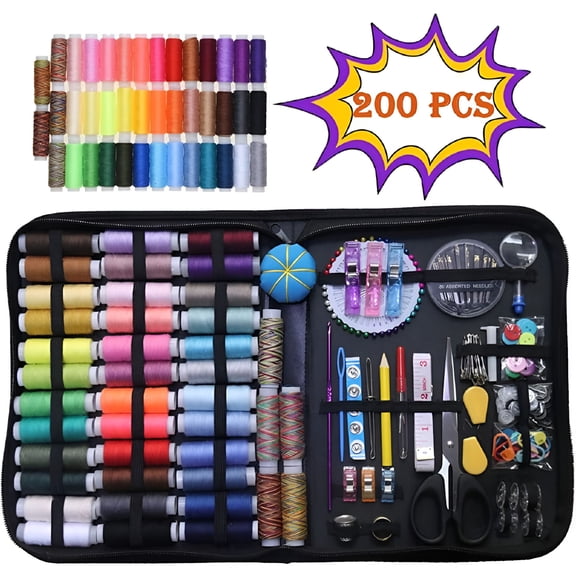 VANIDO 200 Pcs Sewing Supplies Set - Complete Sew Kit for Beginners - Basic Home Hand Sewing Repair Kits