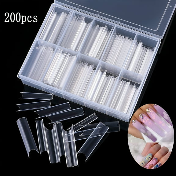 VANIDO 200Pcs Extra Long False Nail Tips Acrylic Gel Salon Half Cover Tip Nail Tools 2023 One Size