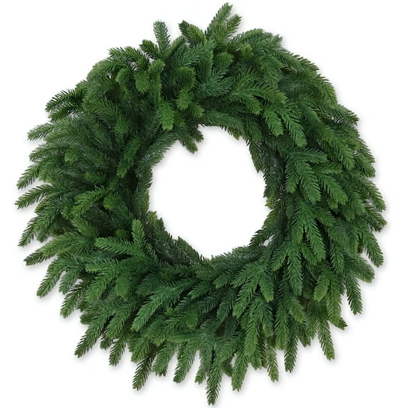 VANIDO 24" Cedar Wreath, Extra-Large Artificial Winter Greenery for Front Door, Realistic Uv-Resistant Pine Wreath with Bendable Branch, Holiday Porch Wall Staircase Decor