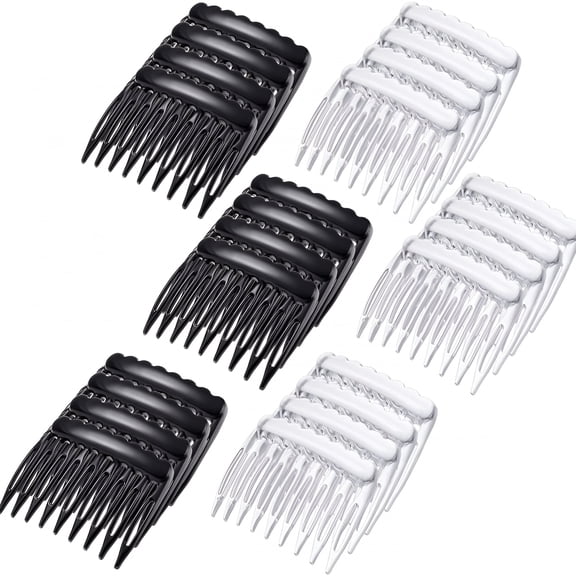TUWAFE 24 Pieces Small Plastic French Teeth Hair Combs,Black and Clear