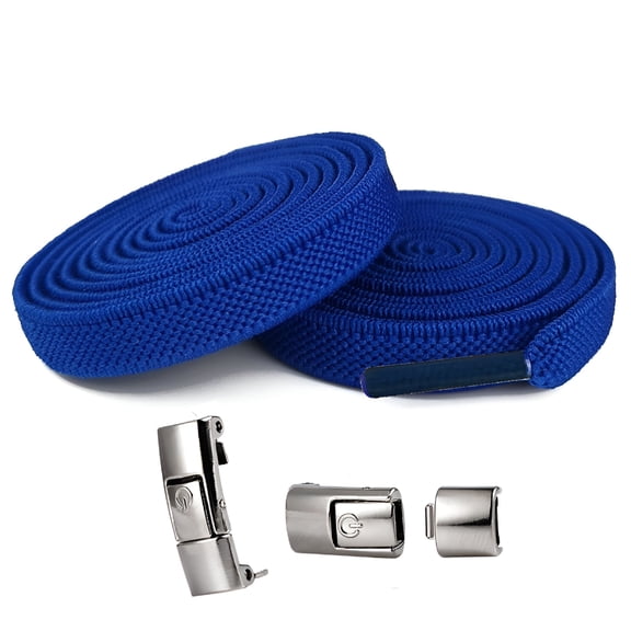 VANIDO 2Pcs No Tie Shoelaces Heavy Duty Quick Release Press Lock Lazy Shoe Lace with Metal Lock Buckle for Kids Adults Elderly Lock Laces,Navy Blue