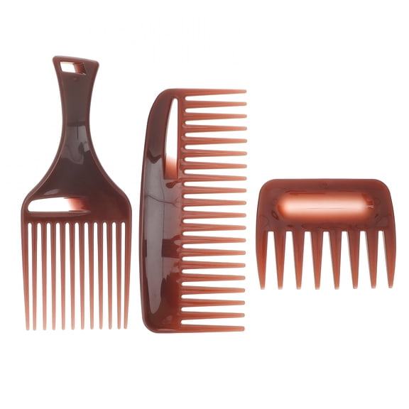 VANIDO 3 Pack Professional Hair Pick Comb Set, Wide Teeth Detangling Rake for Curly Textured Hair, Salon Styling & Haircut Tools for Men Women, Gentle Scalp Massage & Volume Lifting Accessories