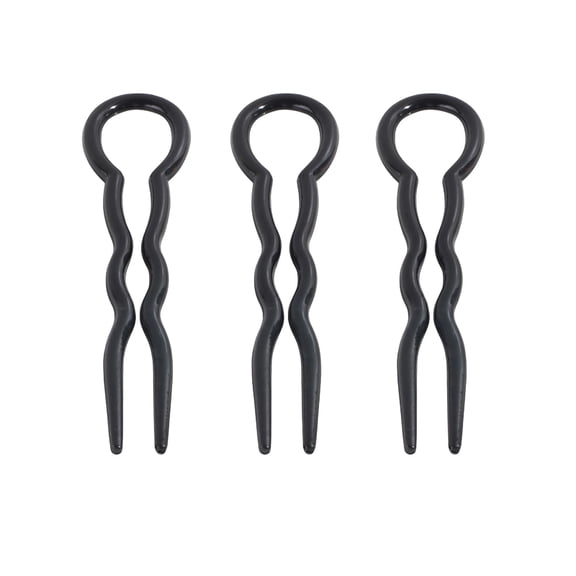 VANIDO 3PCS Plastic U Shaped Hair Pins Pin Wavy Crink U Shaped Chignon Hair Pin Updo Bun Pins Stick French Sleek Hair Braid Styling Clip Pin Hair Accessories For Lady Women Girl