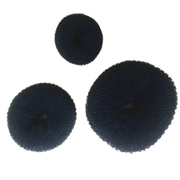 VANIDO 3pcs Hair Donut Bun Maker Sponge Hair Styling Tools Hairdressing Accessories (Black)