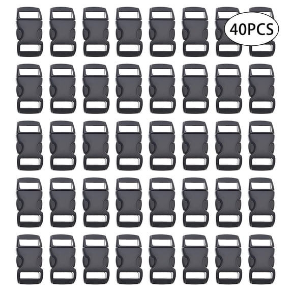 VANIDO 40Pcs 3/8'' Paracord Bracelet Clasps Plastic Braided Clips Buckle Parachute Backpack Buckles Black